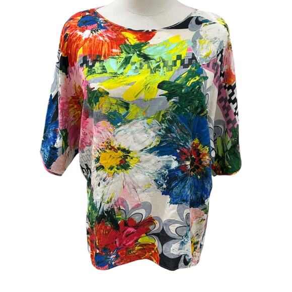 Vintage James World Cold Shoulder Rayon Resort Blouse - Picture 2 of 8